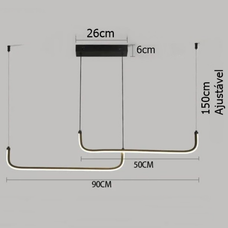 Lustre Pendente Line Plus Duplo Led 2 em 1