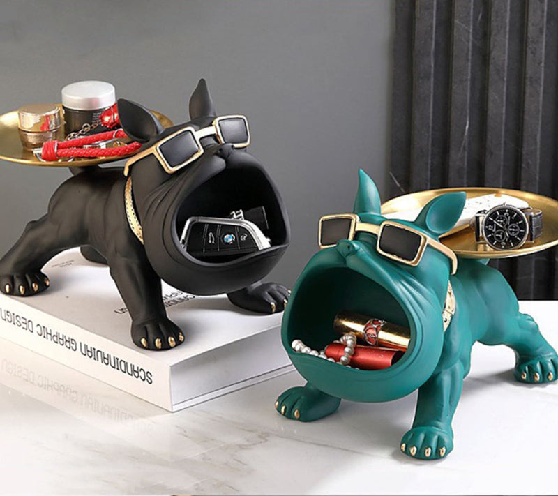 Escultura Aparador Bulldog Francês Decor Cool (Suporte Duplo)