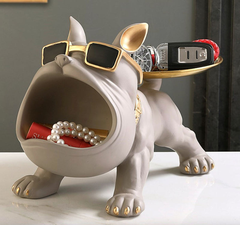 Escultura Aparador Bulldog Francês Decor Cool (Suporte Duplo)