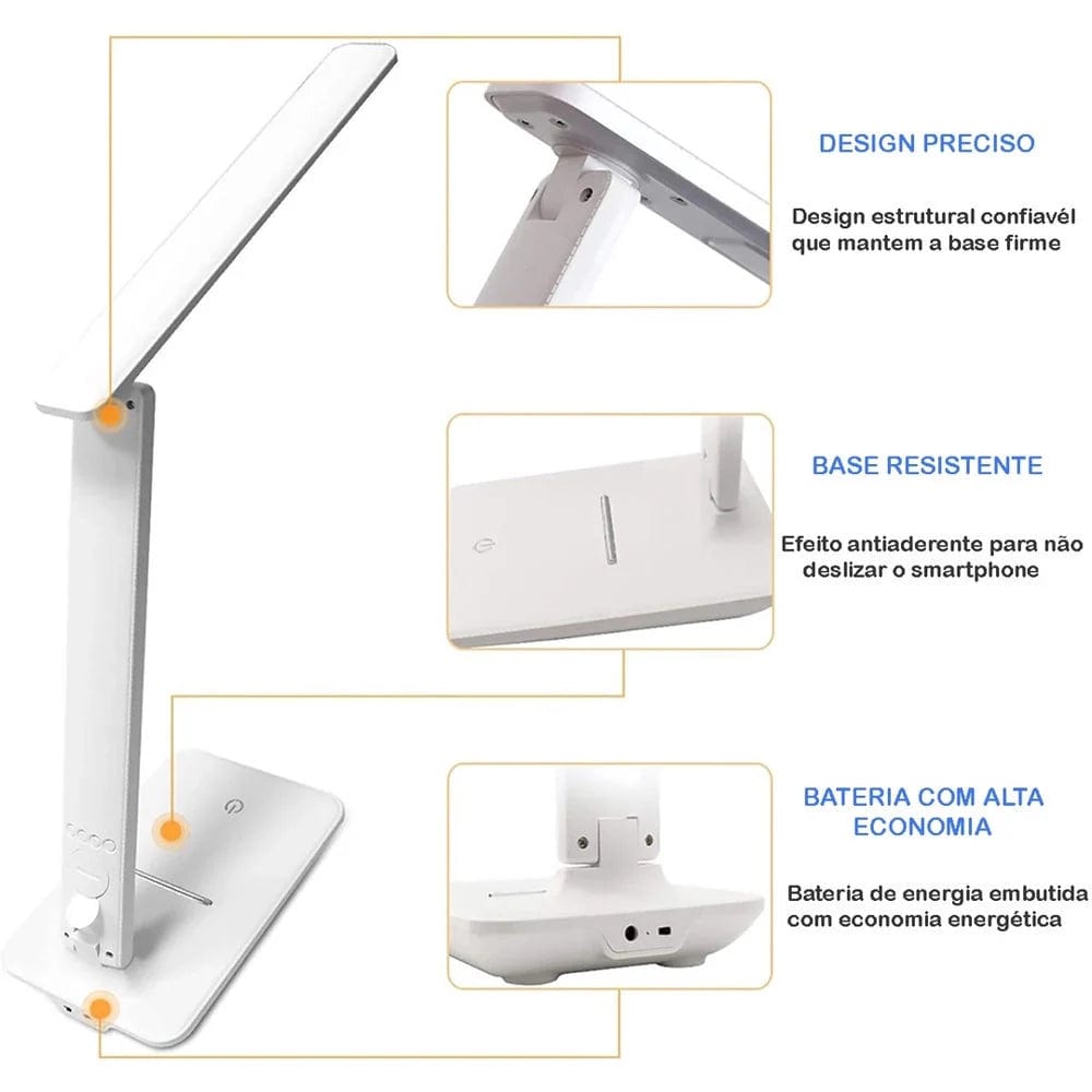 Loja Capricho Abajur - 0015 Luminária Abajur Touch Multifuncional Ajustável USB