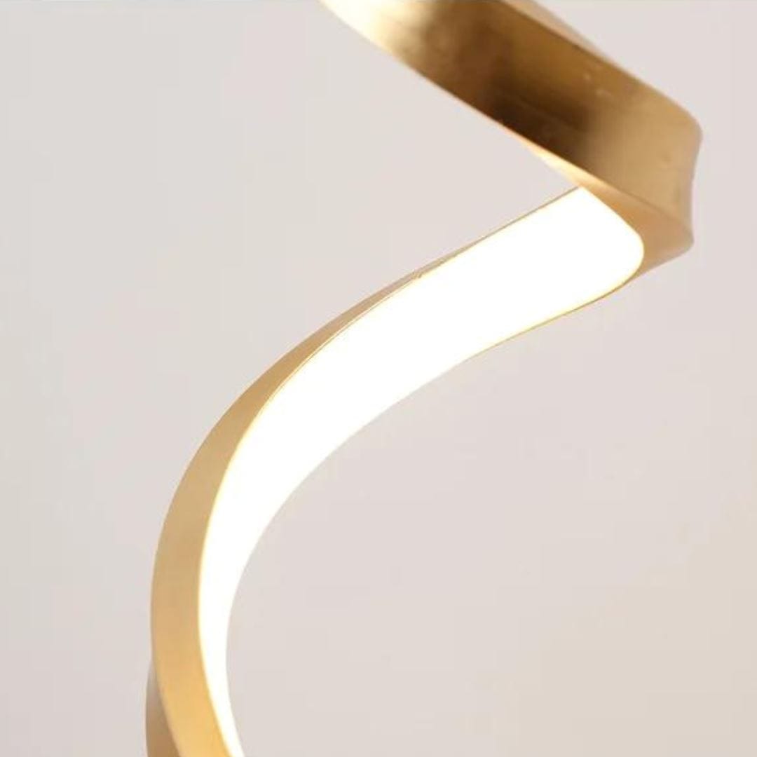 Loja Capricho Abajur - 0025 Luz Quente Luminária Abajur de Mesa Espiral Dourado Luna - 45cm