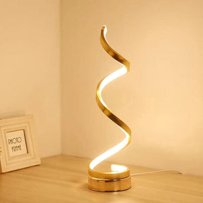 Loja Capricho Abajur - 0025 Luz Quente Luminária Abajur de Mesa Espiral Dourado Luna - 45cm