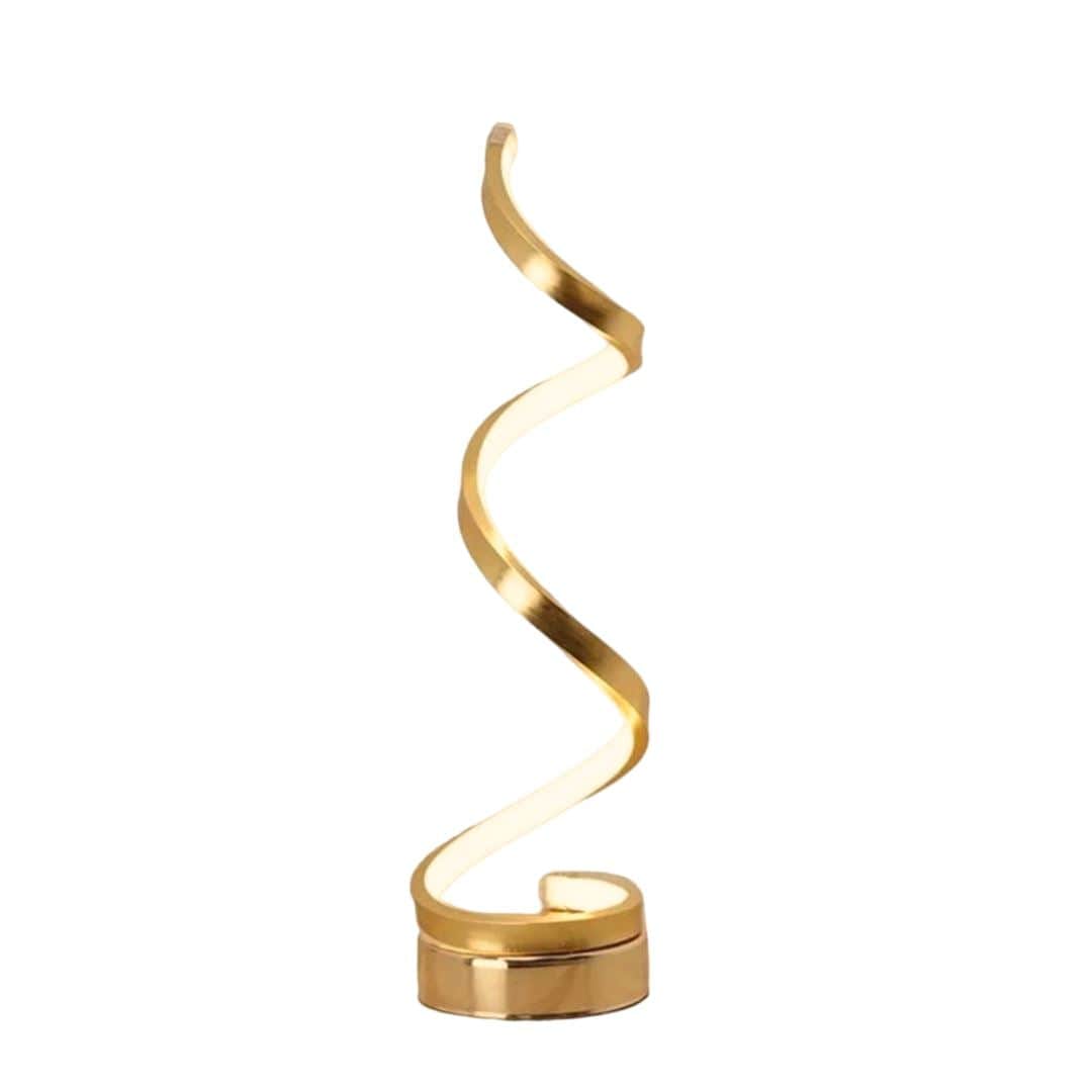 Loja Capricho Abajur - 0025 Luz Quente Luminária Abajur de Mesa Espiral Dourado Luna - 45cm