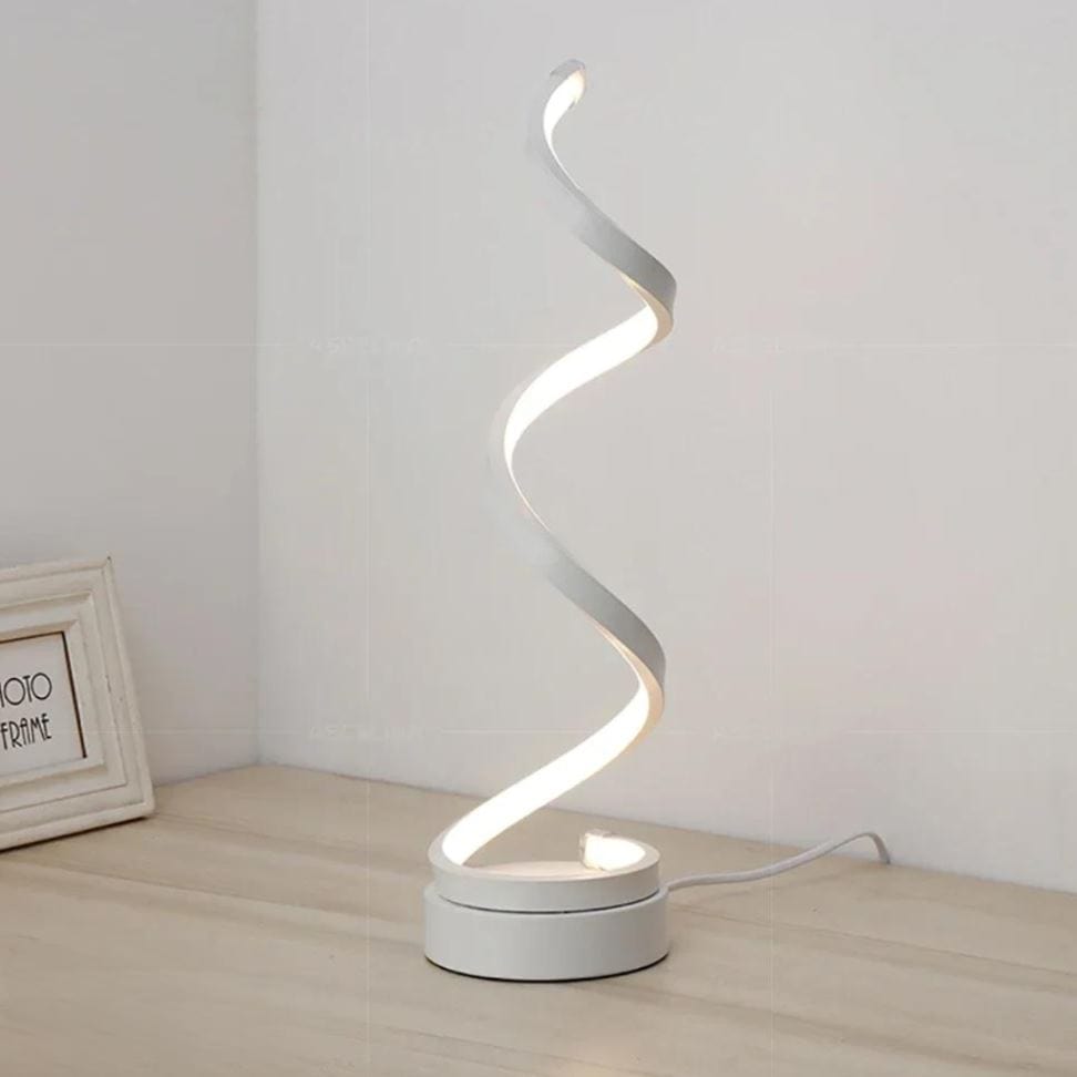 Loja Capricho Abajur - 0038 Branco - 34cm / Luz Fria Luminária Abajur de Mesa Espiral Small Luna - 34cm