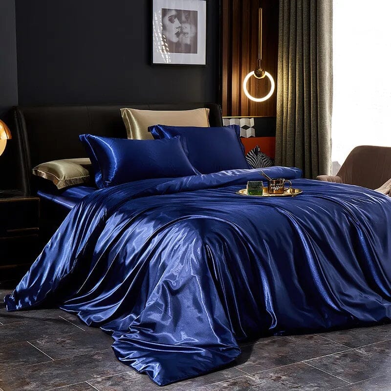 Loja Capricho Cama - 0001 Azul / Casal (180x220cm) Jogo de Cama Constance - 4 Peças