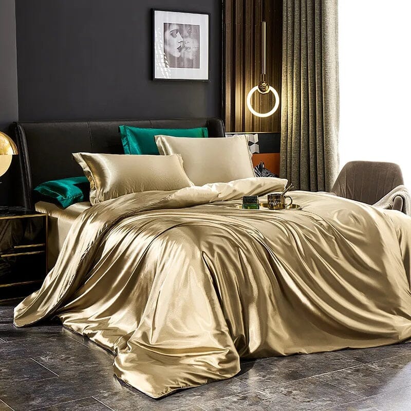 Loja Capricho Cama - 0001 Champagne / Casal (180x220cm) Jogo de Cama Constance - 4 Peças