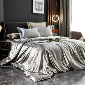 Loja Capricho Cama - 0001 Prata / Casal (180x220cm) Jogo de Cama Constance - 4 Peças