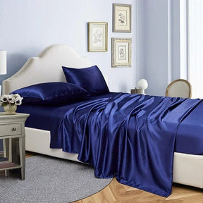 Loja Capricho Cama - 0003 Azul / Casal (138x188cm) Jogo de Cama Essenciale - 4 Peças