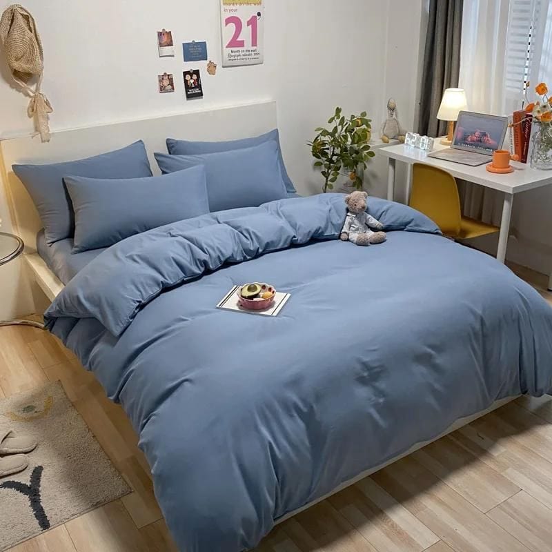 Loja Capricho Cama - 0006 Azul / Casal (180x220cm) Jogo de Cama Ideale - 4 Peças