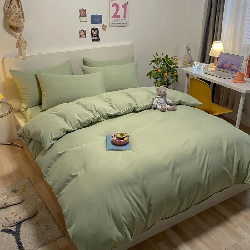 Loja Capricho Cama - 0006 Verde / Casal (180x220cm) Jogo de Cama Ideale - 4 Peças