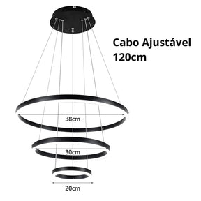 Loja Capricho Lustre - 0024 Lustre Pendente Circular Triplo em Led para Sala Jantar