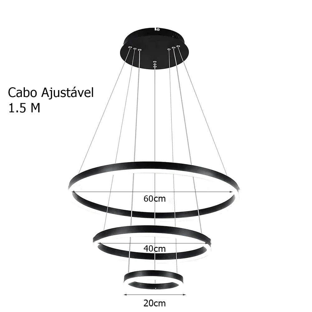 Loja Capricho Lustre - 0025 Lustre Pendente Circular Triplo em Led para Sala Jantar (60cm)