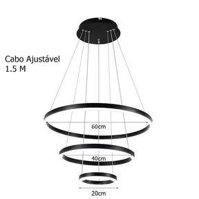 Loja Capricho Lustre - 0025 Lustre Pendente Circular Triplo em Led para Sala Jantar (60cm)