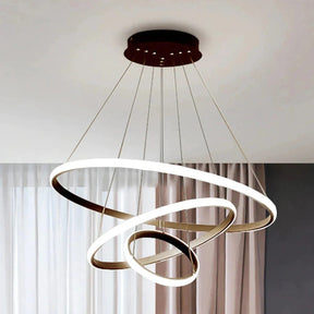 Loja Capricho Lustre - 0025 Preto 60x40x20cm / Frio Lustre Pendente Circular Triplo em Led para Sala Jantar (60cm)