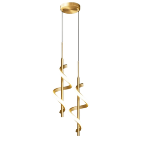 Loja Capricho Pendente - 0033 Lustre Pendente Duplo em Espiral Dourado de Led