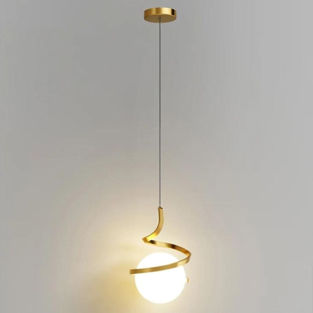 Loja Capricho Pendente - 0036 Dourado Lustre Pendente Orbit Spiral em LED