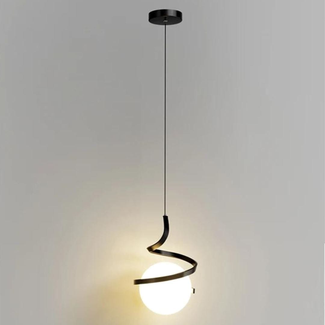 Loja Capricho Pendente - 0036 Preto Lustre Pendente Orbit Spiral em LED