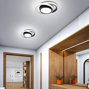 Loja Capricho Plafon - 0009 Preto e Branco / Fria Luminária de Teto Plafon Sobrepor em Led Circular Duplo para Quarto Sala