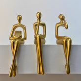 Loja Capricho Resina - 0013 Dourado Escultura Decorativa Abstrata Pensador Contemporâneo (Kit 03 Unidades)