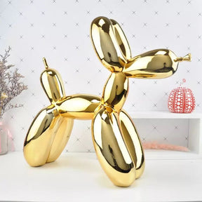 Loja Capricho Resina - 0014 Dourado Escultura Doggy Balloon Mini 10x10cm para Sala, Escritório, Consultório