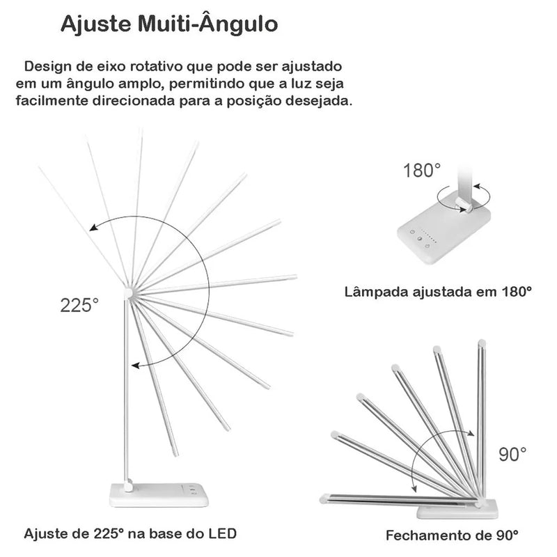 Luminária Abajur Touch Multifuncional Ajustável USB