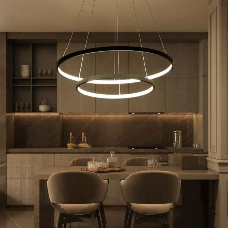 Lustre Pendente Circular Duplo em Led