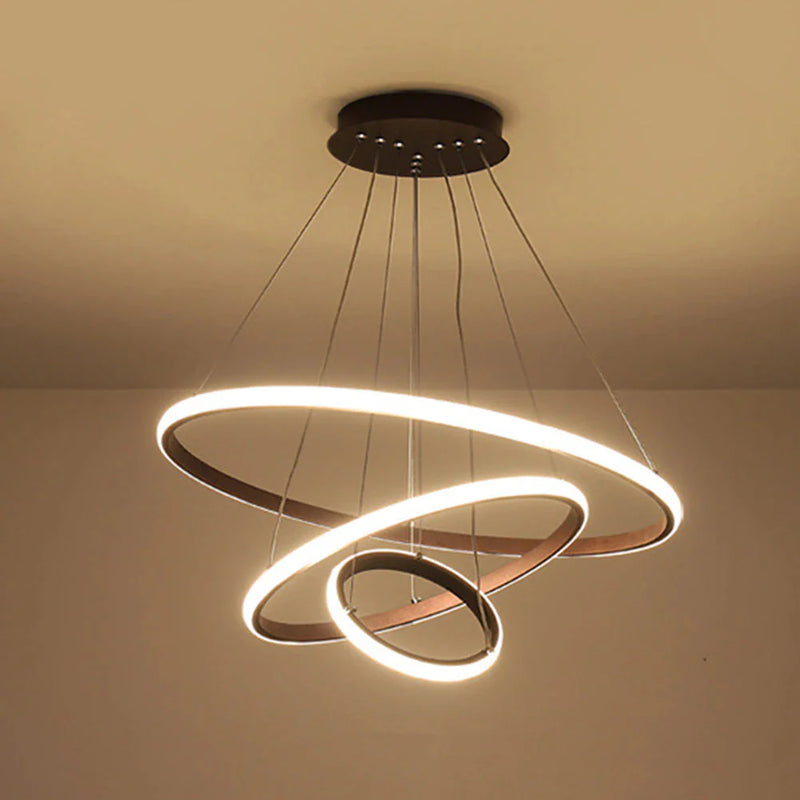 Lustre Pendente Circular Triplo em Led para Sala Jantar