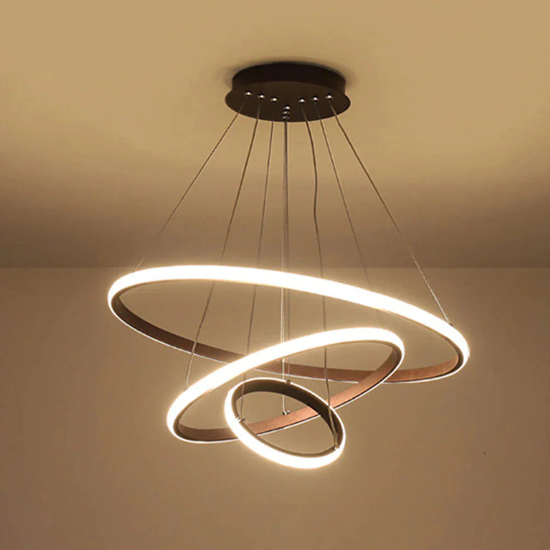 Lustre Pendente Circular Triplo em Led para Sala Jantar (60cm)