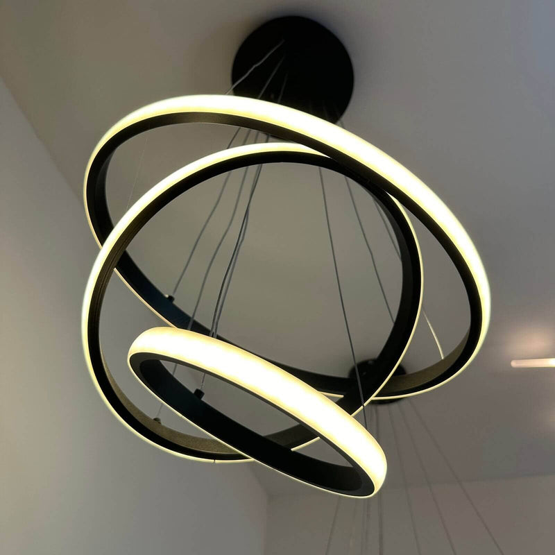 Lustre Pendente Circular Triplo em Led para Sala Jantar