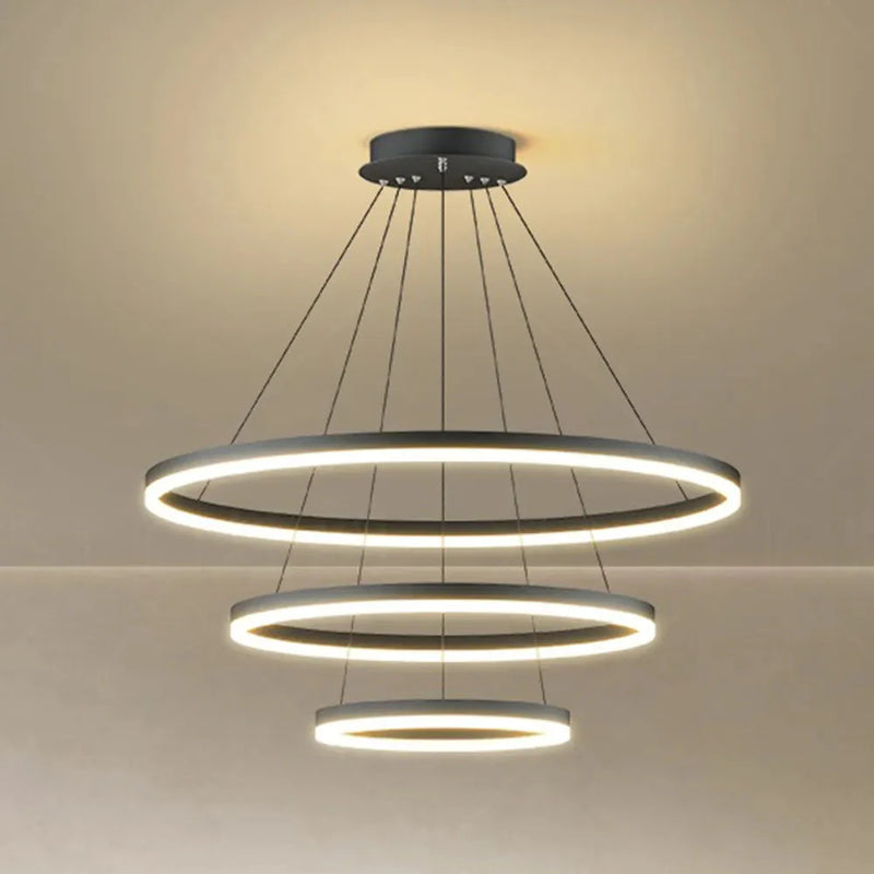 Lustre Pendente Circular Triplo em Led para Sala Jantar