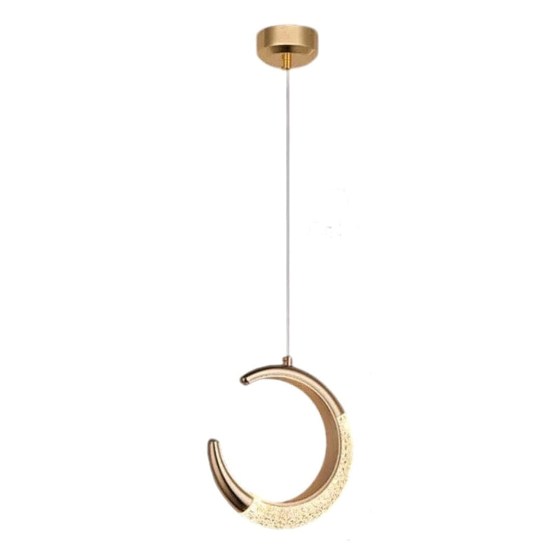 Lustre Pendente de Luxo Dourado Lua Cristal