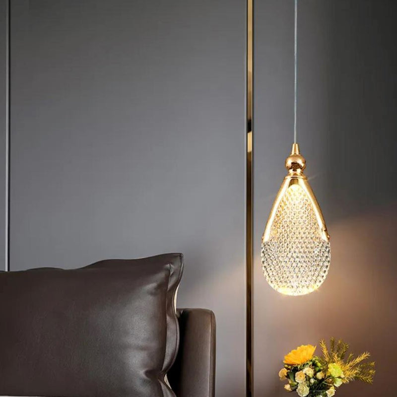 Lustre Pendente de Luxo Gota Dourado