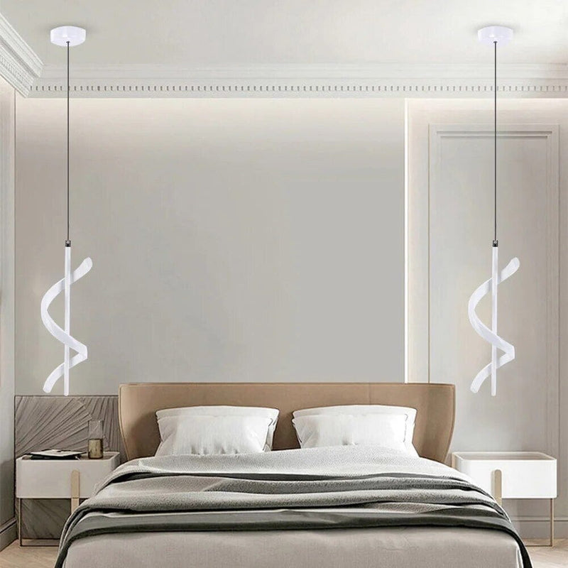 Lustre Pendente em Espiral Branco de Led