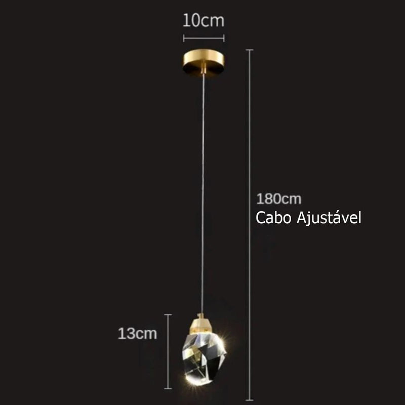 Lustre Pendente de Luxo Diamond para Quarto Sala